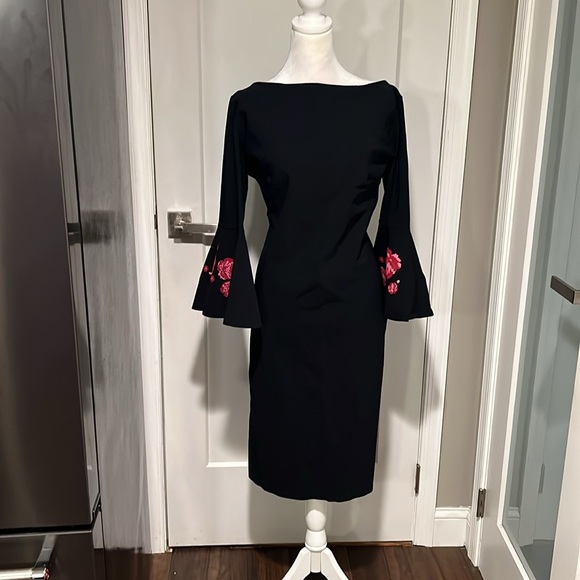 Chiara Boni La Petite Robe Natalia Trumpet-Sleeve Cocktail Dress Size 16 - Picture 4 of 8